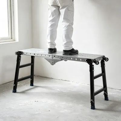 Productafbeelding van Vigevee werkbank, inklapbaar, 120x36 cm, met 4 wielen, in hoogte verstelbaar (60-90 cm), staal, draagvermogen 500 kg