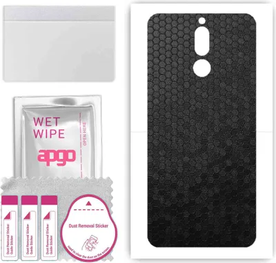 Produktbild von apgo Rückseite Schutzfolie, Skin, kompatibel mit Huawei Mate 10 Lite, Hinten Displayschutzfolie aus Vinylfolie, kratzfest, einfache Montage - Schwarze Honigwabe