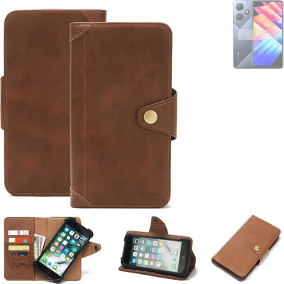 Produktbild von K-S-Trade Handyhülle kompatibel mit Infinix Hot 30i X669C Schutz Hülle Walletcase Bookstyle Tasche Case Handytasche Wallet Flipcase Cover PolyurethanBraun