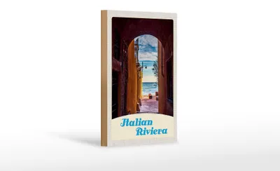 Produktbild von Holzschild Reise 12x18 cm Italien Riviera Strand Meer Urlaub