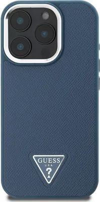 Produktbild von Guess Hülle für iPhone 16 Pro Max Hardcase Grained Triangle Blau Schutzhülle
