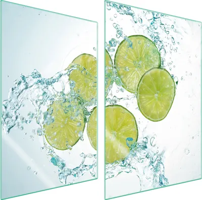Produktbild von Herdabdeckplatten 2 teilig 35x52 Glaskeramikkochfeld Abdeckung Glas Schneidebrett Limette Wasser