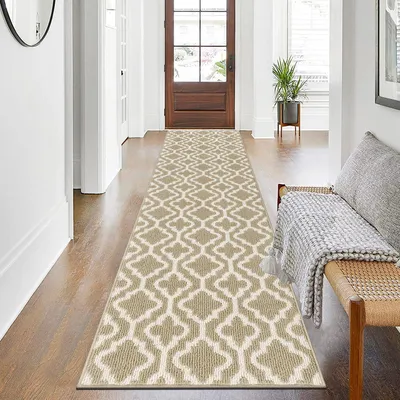 Productafbeelding van Tapijt, lange smalle vorm, 60x240 cm, beige, antislip, wasbaar, polypropyleen