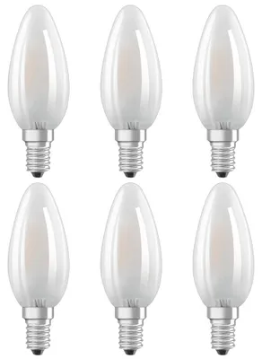 Produktbild von 6 x Bellalux LED Filament Leuchtmittel Kerzenform 4W = 40W E14 matt 470lm warmweiß 2700K