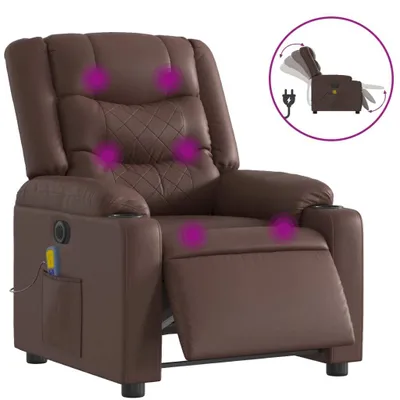 Produktbild von vidaXL Massagesessel Elektrisch Braun Kunstleder