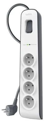 Produktbild von Belkin BSV400ca2M, 525 J, 4 AC-Ausgänge, Typ E, Schwarz, Weiß, Typ E, 2 m