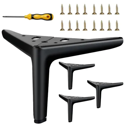 Zdjęcie produktu dla Nogi meblowe, czarne, 12 cm, metalowe nóżki do mebli, zestaw 4 sztuki