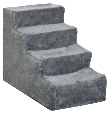 Immagine prodotto di Scala per cani di piccola taglia – 4 gradini | Colore: Grigio | Dimensioni: 35x60x44 cm