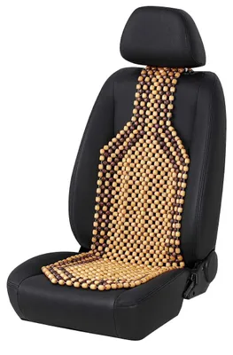 Image de Coussin de massage universel pour siège de voiture avec perles en bois, beige-marron