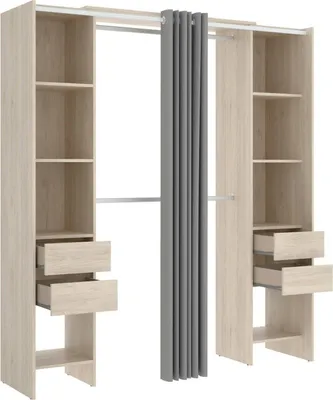 Image de Olaf - Grande Armoire, 180x205h cm Chêne Marron, 4 Tiroirs
