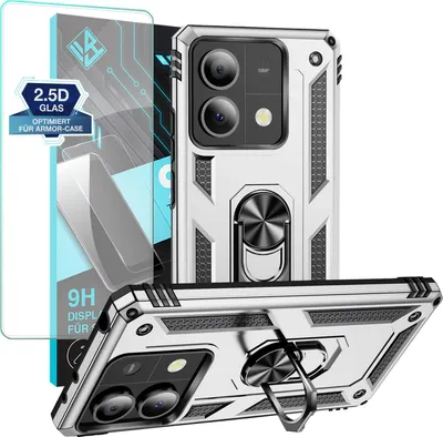 Produktbild von Armor Outdoor Handyhülle für Xiaomi Redmi Note 13 5G Handy Panzer Case Schutzhülle mit 9H Displayglas Displayschutz Farbe: Silber