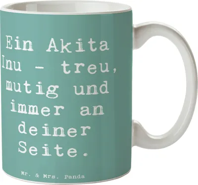 Produktbild von Mr. & Mrs. Panda Teetasse Spruch Akita Inu Freund - Meeresbrise - Geschenk, Hunderassen Vielfalt, Tasse, Kaffeetasse, Hundeerziehung, Hund, loyal, Kaffeebecher, Pott