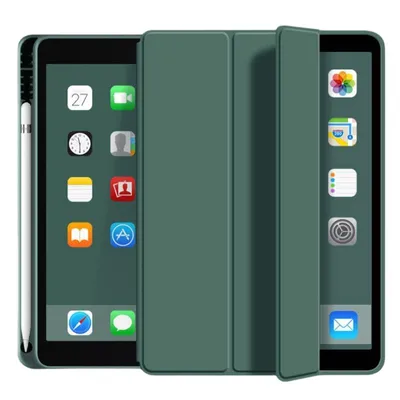 Produktbild von iPad 10,2 Zoll Hülle (iPad 7/8/9), Flüssigsilikon, mit Stifthalter, Smart Sleep, Multi-Winkel, Dünn & Stoßfest, Grün