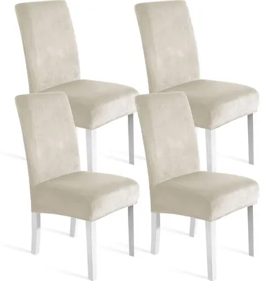 Produktbild von 4 Samtbezüge für Esszimmerstühle in Beige