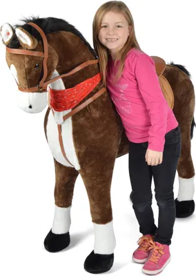 Produktbild von Pink Papaya Giant XXL Kinder Spielpferd zum Reiten Herkules 125 cm | Plüschpferd | Fast lebensgroßes Pferd zum Reiten für Kinder | Stehpferd bis 100kg belastbar mit Sounds