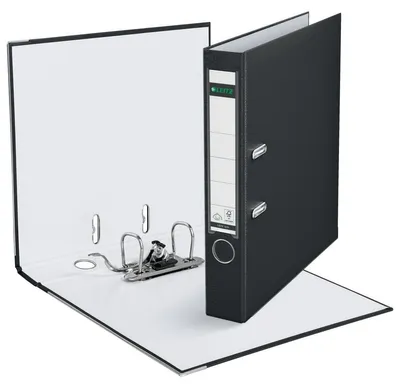 Produktbild von Leitz 180° Plastic Lever Arch File, 55 mm, 320 mm, 440 g, Schwarz