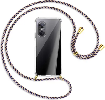 Produktbild von Handykette Backcover-Schutzhülle mit Band (Metall goldfarben) für Huawei nova 9 SE - blau+beige