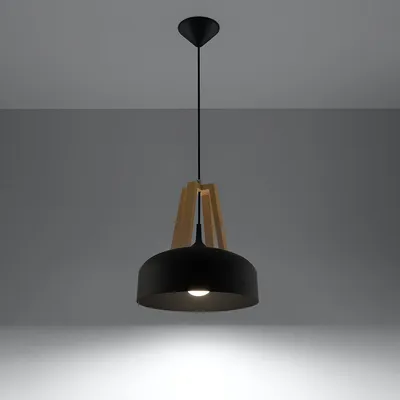 Productafbeelding van Hanglamp CASCO, zwart/natuurlijk hout, model SL.0390, merk Sollux