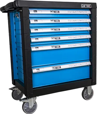 Produktbild von DeTec. 3066 Werkstattwagen 6/6 Schubladen Werkzeugwagen befüllt mit Qualitätswerkzeug blau