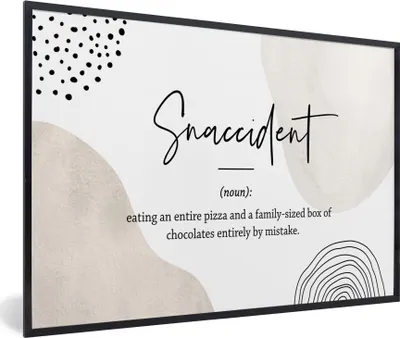 Produktbild von MuchoWow® Gerahmtes Poster Sprichwörter - Snaccident - Zitate - Wörterbuch - Snaccident Definition 90x60 cm - Poster mit Schwarzem Bilderrahmen Wandposter Rahmen Foto Bilder - Fotorahmen - Foto-Plakat