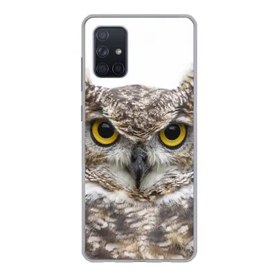 Produktbild von MuchoWow® Handyhülle Schutzhülle Hülle für Samsung Galaxy A51 Porträt einer braunen Eule auf weißem Hintergrund Silikon Softcase Handy Hülle - Schutzabdeckung