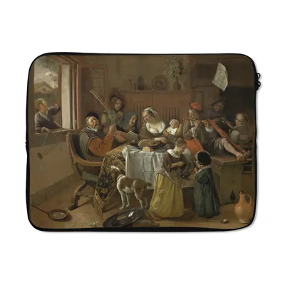 Produktbild von MuchoWow® Laptop Hülle 15 Zoll Der lustige Haushalt - Jan Steen Laptoptasche - Laptoptasche - Sleeve - Rundum-Schutz