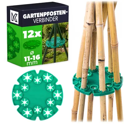 Immagine prodotto di Set da 12 raccordi per tutori KADAX, raccordi con 12 fori (Ø 19 mm e 23 mm) per un sostegno stabile, ideali per pomodori, fagioli, piselli e piante rampicanti