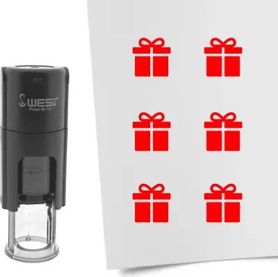 Produktbild von CombiCraft Selbstfärbender Stempel 'Geschenk' in der Farbe Rot, Ø10mm