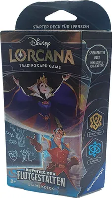 Zdjęcie produktu dla Ravensburger Disney Lorcana TCG Rise of the Tide Starter Deck Amber Sapphire Edycja Niemiecka