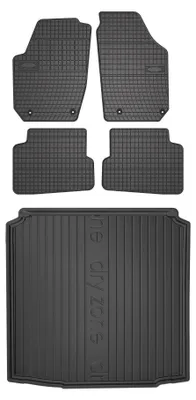 Productafbeelding van Rubberen automatten + kofferbakmat voor Skoda Fabia II 2007-2014 (stationwagen) – 5-delig, zwart, op maat – Wielganizator SolidPRO