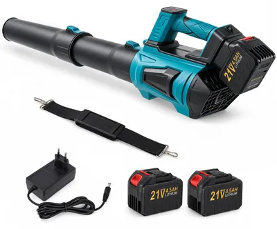 Akku-Laubbläser, 5 Stufen + Turbo, 23.500 U/min, 765 m³/h, 402 km/h, 21 V