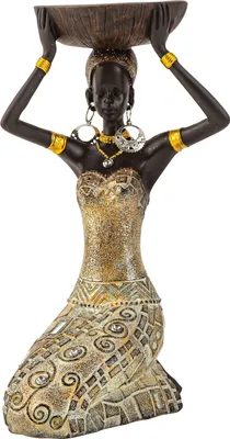 Produktbild von Moderne Skulptur Dekofigur Frau Afrikanerin gold/braun Höhe 22 cm