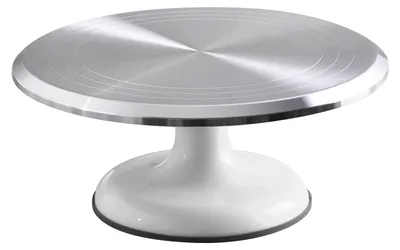 Immagine prodotto di Support girevole da 10 pollici per decorazioni di torte, piatto girevole professionale in lega di alluminio per uso domestico, colore bianco