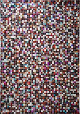 Produktbild von Teppich aus Leder Mosaikmuster Mehrfarbig 160x230