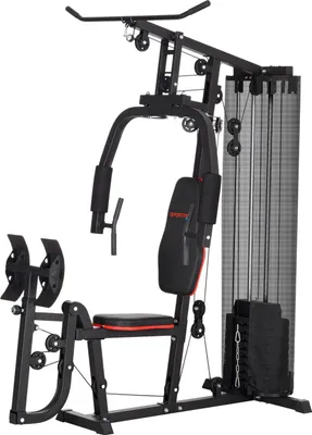 Produktbild von Kraftstation, Multifunktionale Fitnessstation mit Latzug- & Butterflystange, Beinpresse, Fitnessgerät mit 45 kg Gewichtsblöcken für Zuhause, Schwarz