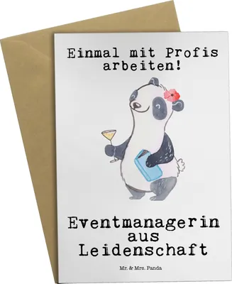 Produktbild von Mr. & Mrs. Panda Grußkarte Eventmanagerin Leidenschaft - Weiß - Geschenk, Beruf, vatertagskarte, Spruch, weihnachtskarten, Lustig, Witzig, hochzeitskarten, osterkarten