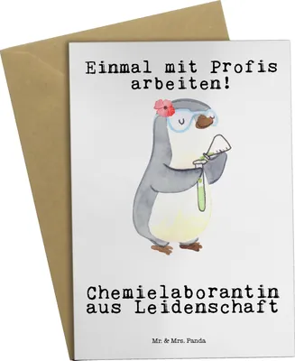 Produktbild von Mr. & Mrs. Panda Klappkarte Chemielaborantin Leidenschaft - Weiß - Geschenk, Grußkarten, Beileidskarte, Beruf, Labor, glückwunschkarten, Studium, Forschung, Grußkarte