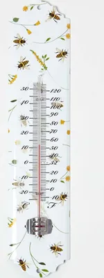 Produktbild von HOMESCAPES Innen- & Außenthermometer weiß mit Bienen-Print