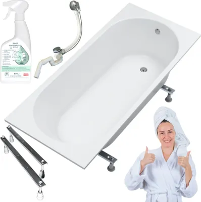 Produktbild von Aqua For You | Badewanne - Kronos Oval Badewanne - 150 x 70 cm - Antibac® - Slim-rand - Mit Siphon Und Füßen
