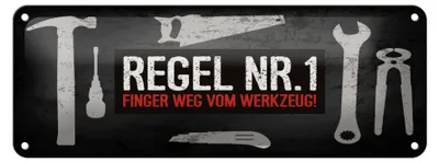 Produktbild von Blechschild Spruch 27x10 cm Finger weg vom Werkzeug Schild