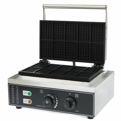 Image de Gaufrier avec revêtement antiadhésif Machine à gaufres Machine à gaufres en acier inoxydable Accueil Cuisson 1500W