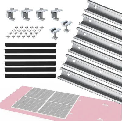 Produktbild von NuaSol fotovoltaická střešní montážní sada z trapézového plechu solární a fotovoltaické montážní systémy montáž, držák pro 2 moduly U-profil 20cm držák solárního panelu
