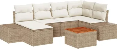 Produktbild von vidaXL Gartensofa-set 7 stk. Beige Poly-Rattan