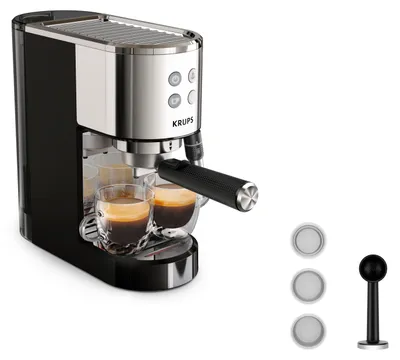 Obrázok produktu pre Krups Virtuoso XP444C10, Espresso kávovar, 1 L, Mletá káva, 1350 W, Nerezová oceľ