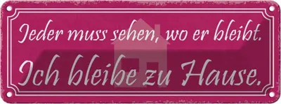 Produktbild von vianmo Blechschild 10x27 cm ich bleibe zu Hause Dekoration Spruch Zitat