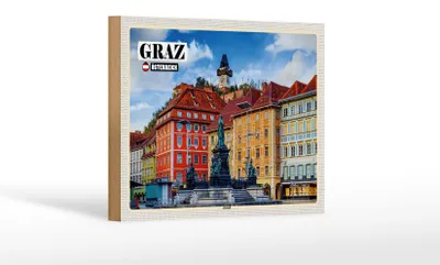 Produktbild von Holzschild Reise Graz Österreich Altstadt Architektur 18x12 cm