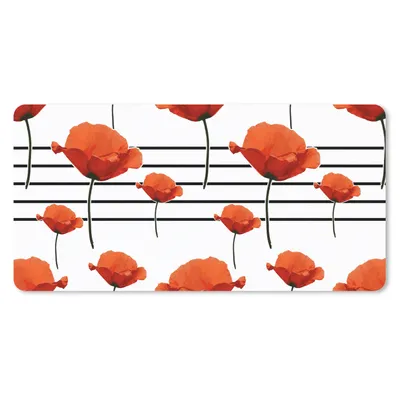 Produktbild von MuchoWow® Schreibtischunterlage Musik - Mohn 80x40 cm - XXL Mauspad - Gaming Mauspad
