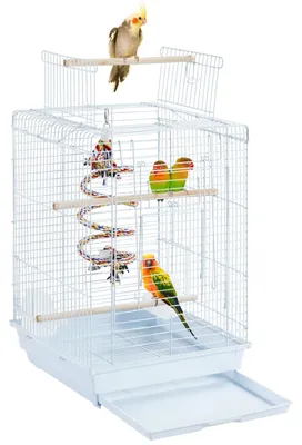 Imagen del producto de Jaula para pájaros con juguetes y techo - 40 x 40 x 58 cm