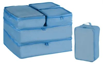 Produktbild von Omgoods – Set aus 6 Reise-Organizer-Taschen für Koffer, marineblau