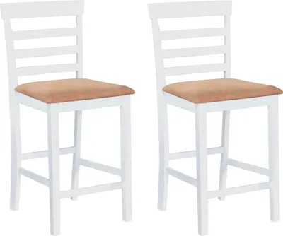 Produktbild von 2er Set Barhocker aus Gummibaumholz in Weiß